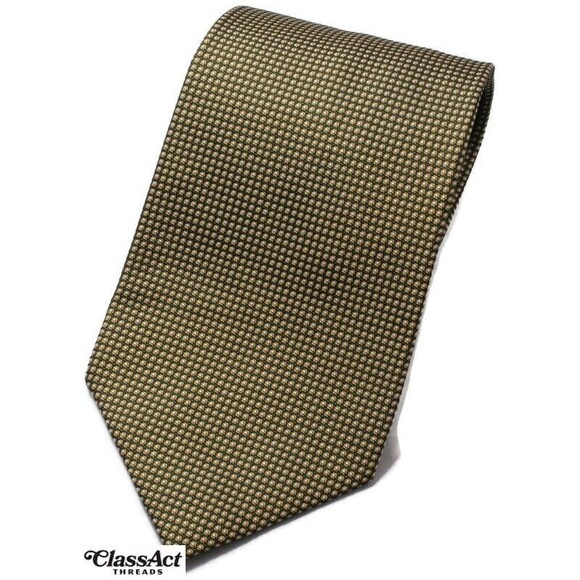 CHAPS RALPH LAUREN MENS TIE Green Yellow Geo Metric Silk 3.75 Wide - Picture 1 of 3